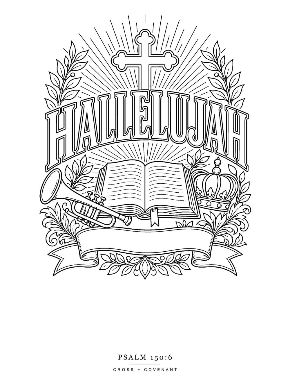 The Hallelujah coloring page, free with this shirt