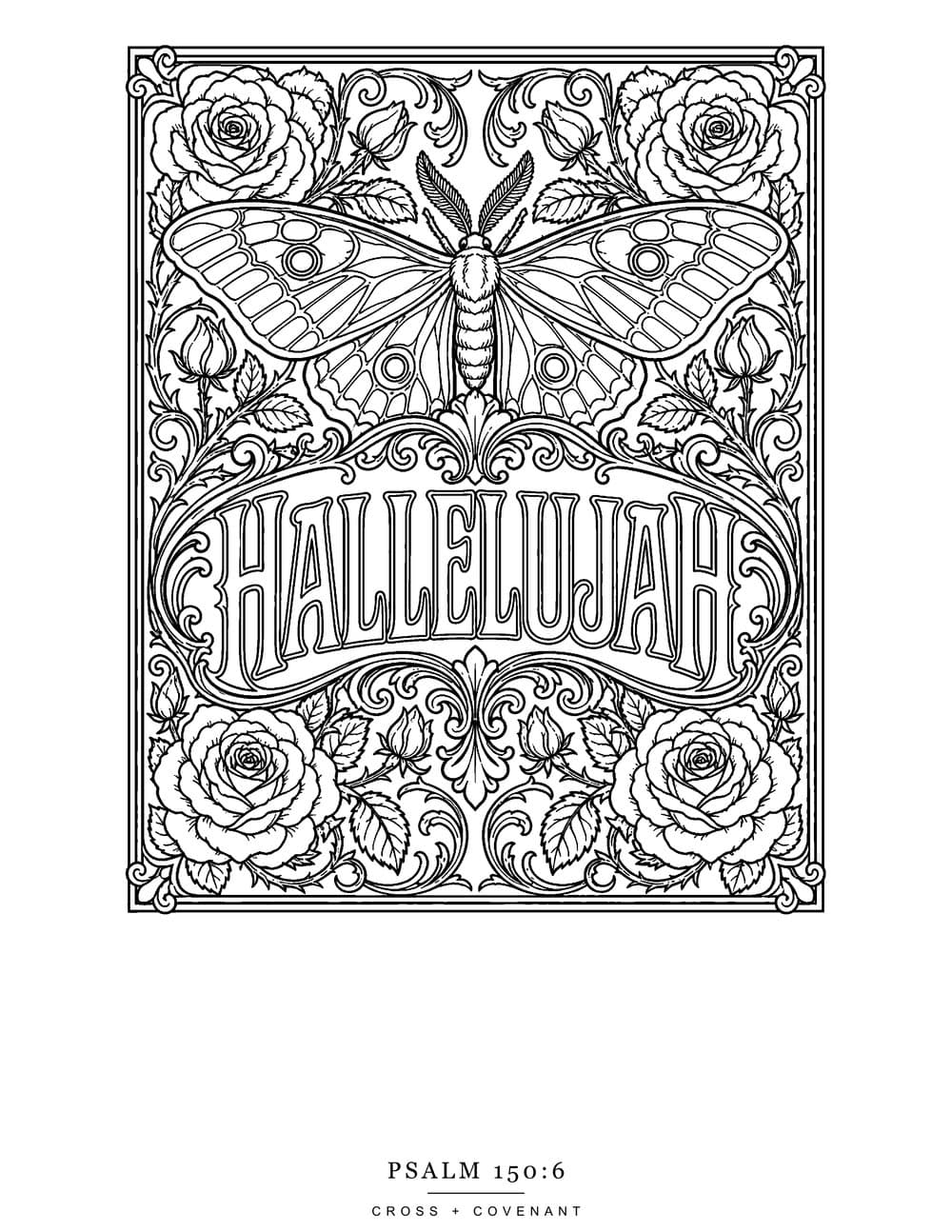 The Hallelujah, Vintage coloring page, free with this shirt