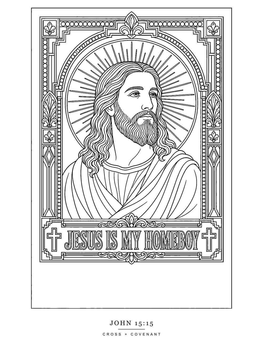 The Jesus Is My Homeboy, Framed coloring page, free with this shirt