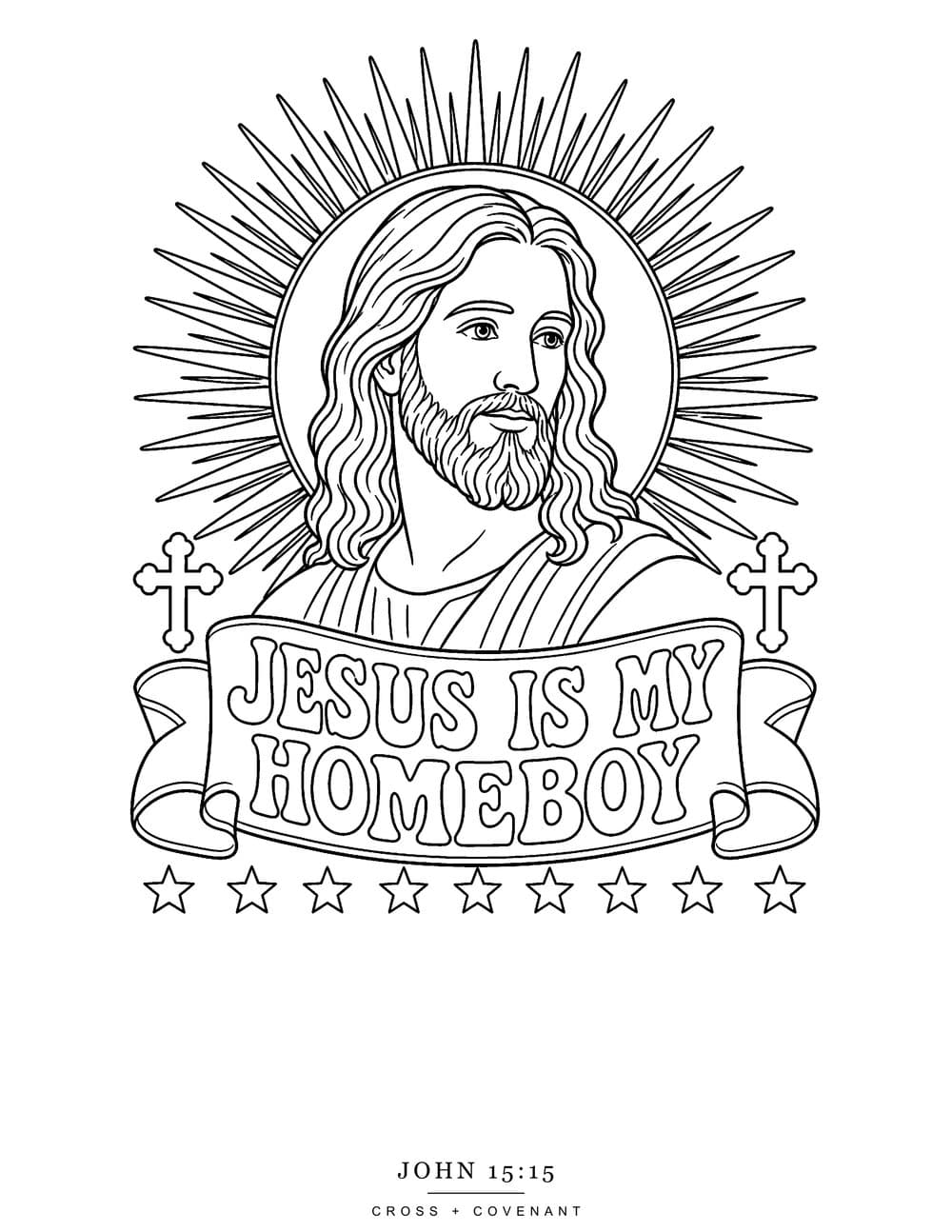 The Jesus Is My Homeboy, Vintage coloring page, free with this shirt