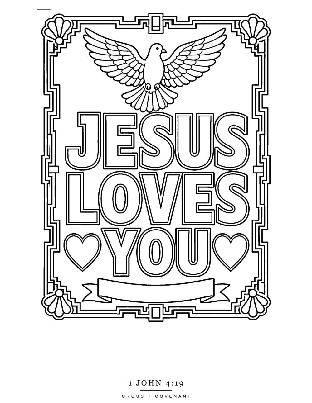 The Jesus Loves You coloring page, free with this shirt