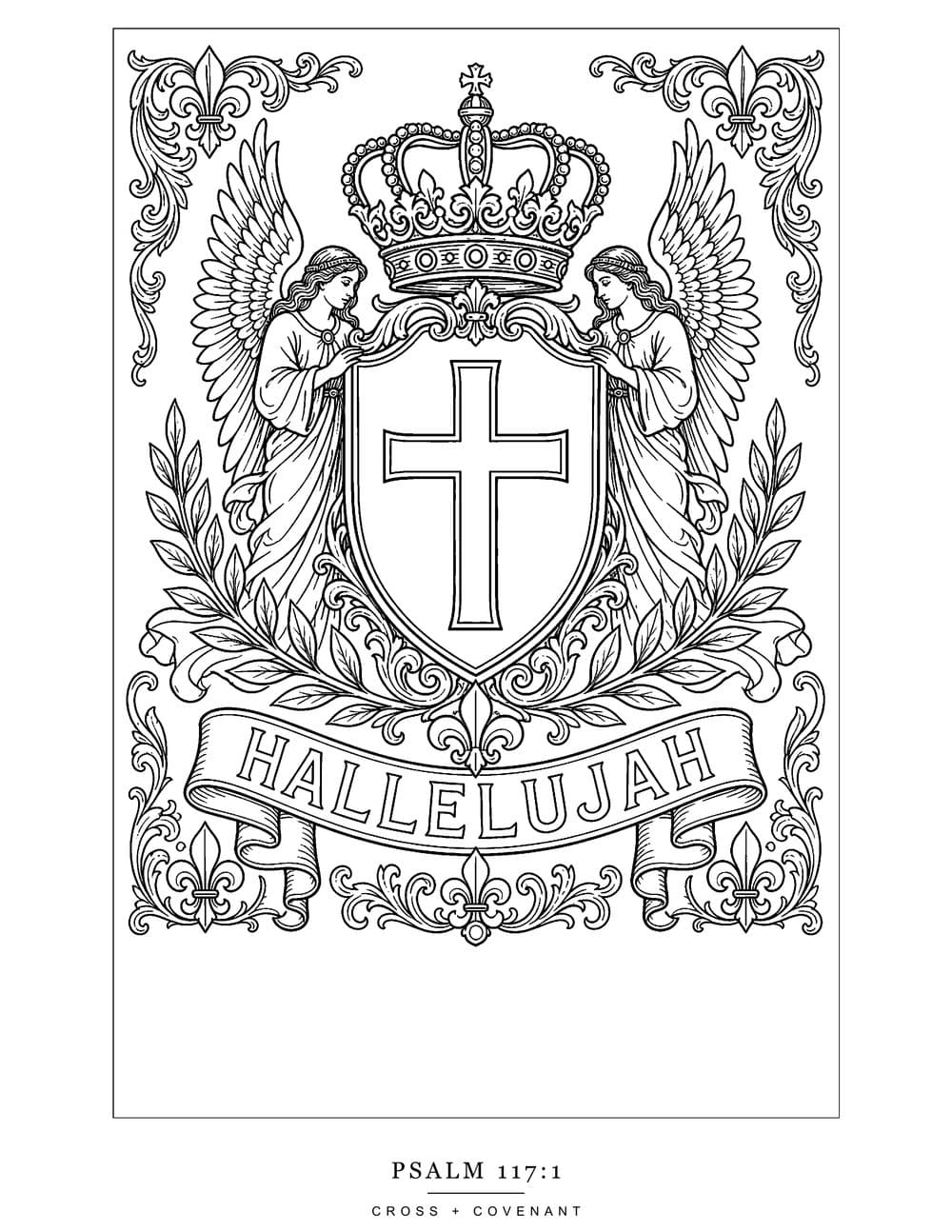 The Hallelujah, Laudate Dominum coloring page, free with this shirt