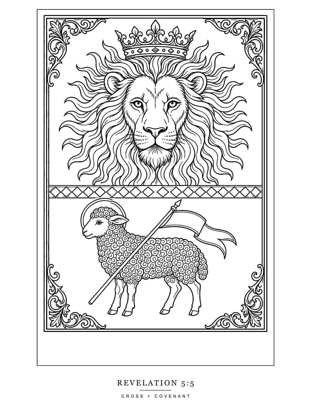 The Lion and Lamb coloring page, free with this shirt