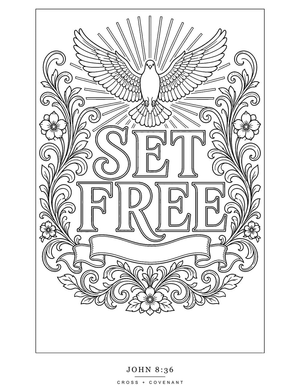 The Set Free coloring page, free with this shirt