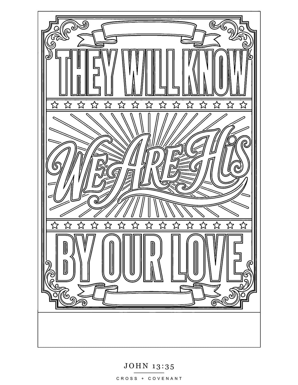 The They Will Know We Are His coloring page, free with this shirt