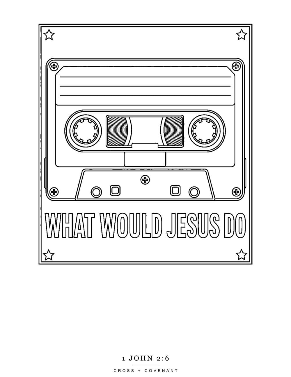 The WWJD Mixtape coloring page, free with this shirt