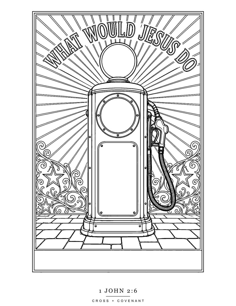 The WWJD Soul Fuel coloring page, free with this shirt